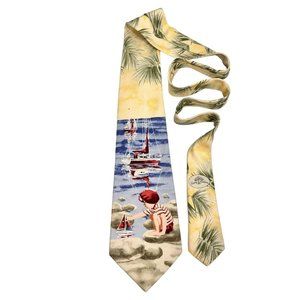 Vintage Tommy Bahama Scenic Necktie 100% Silk - 57" x 4.25" - NWT